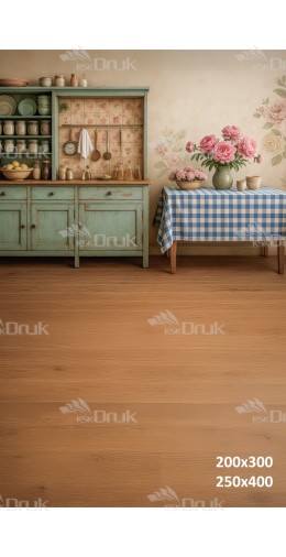 Tło fotograficzne rustykalne z kredensem i stołem w kratę | E595